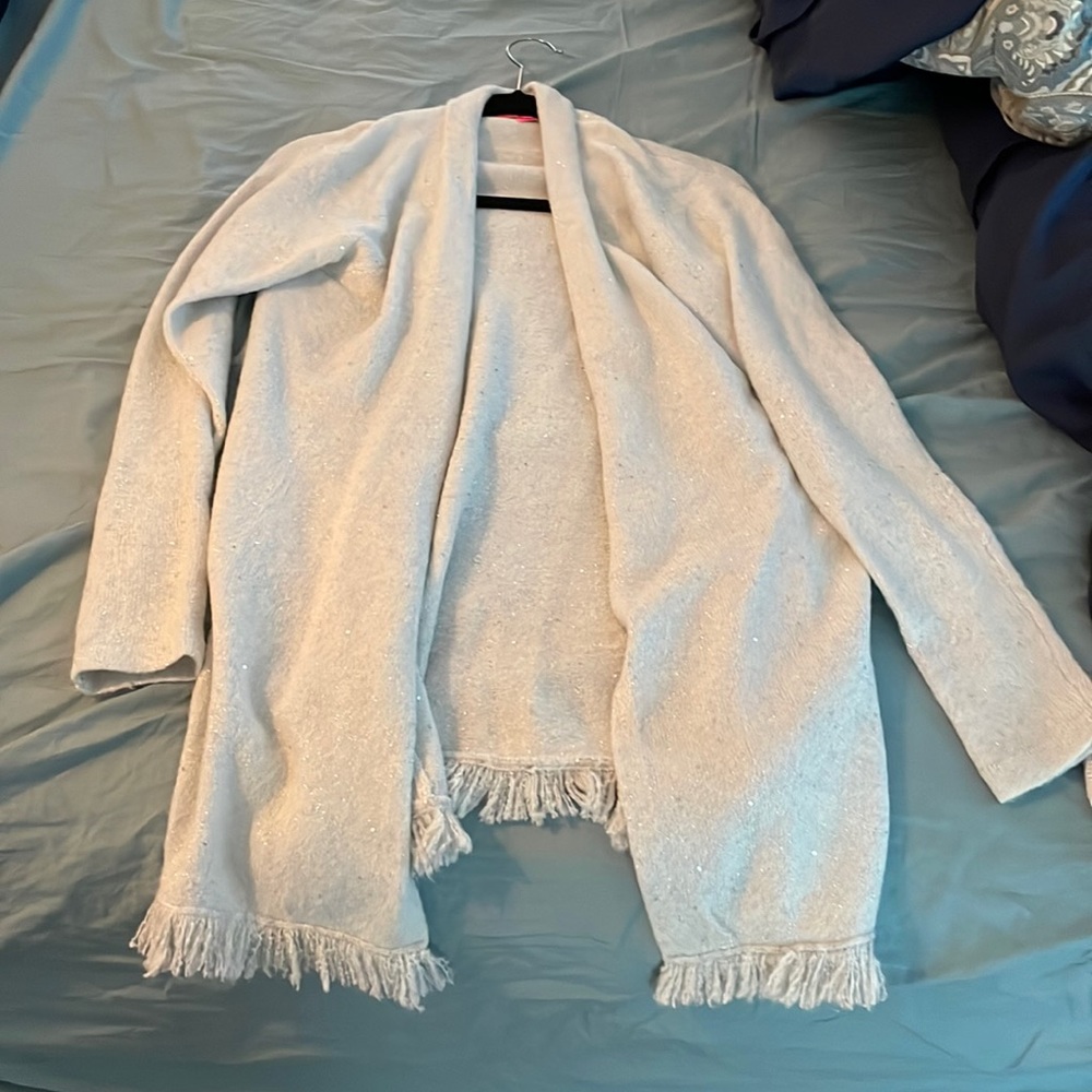 Lilly Pulitzer Silver Metallic Tatum Cardigan Size Large NWT